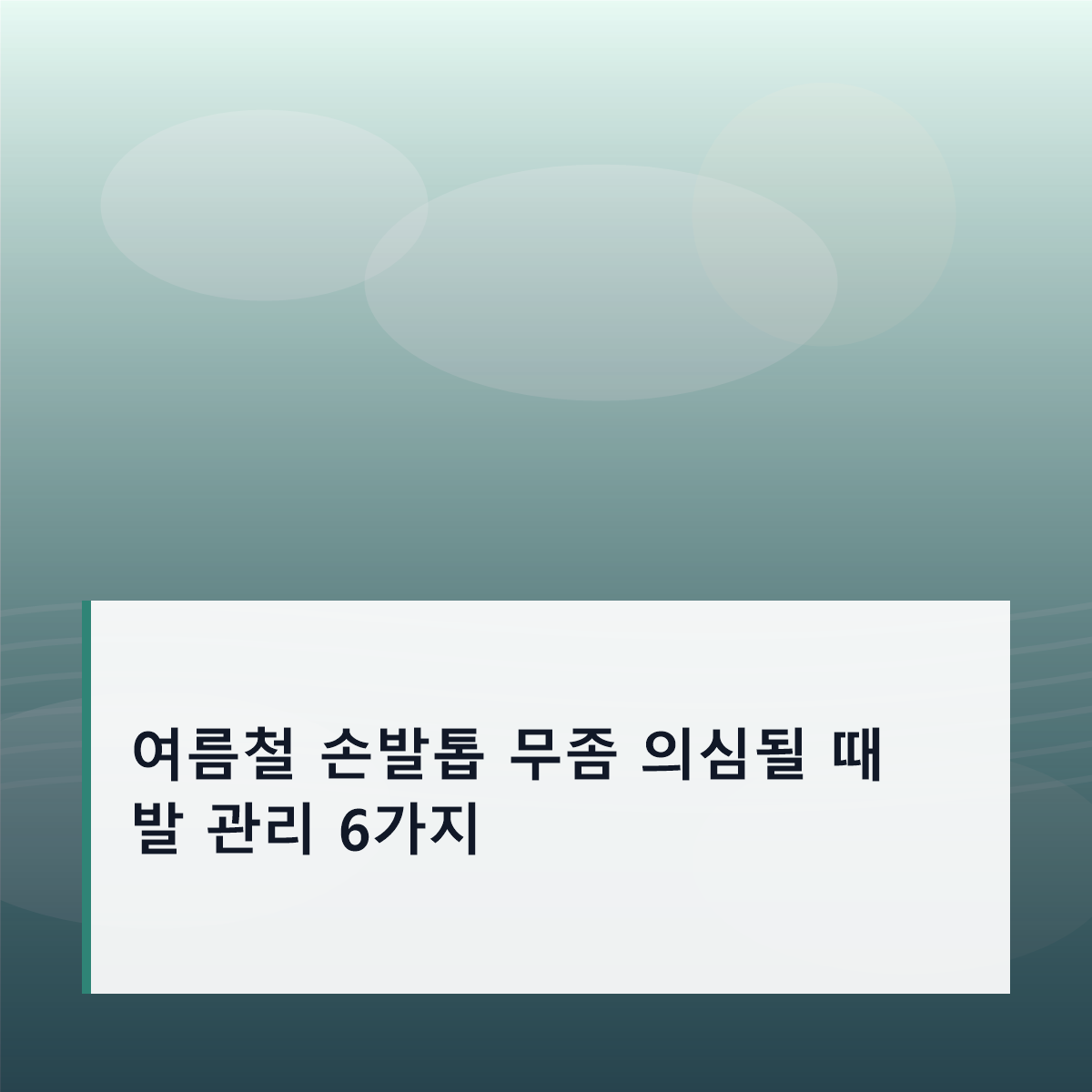 여름철 손발톱 무좀 의심될 때 발 관리 6가지