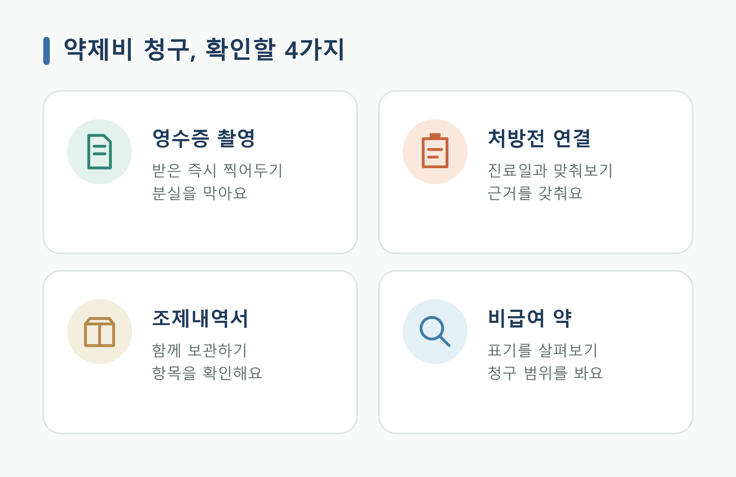 약제비 청구, 확인할 4가지 약제비 청구, 확인할 4가지