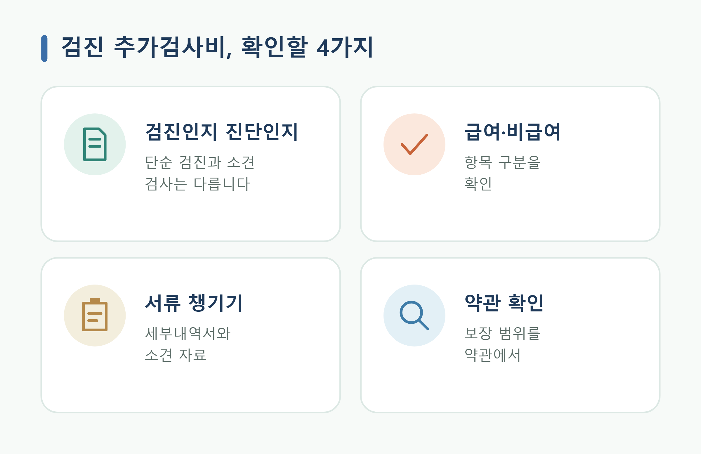 검진 추가검사비, 확인할 4가지 검진 추가검사비, 확인할 4가지