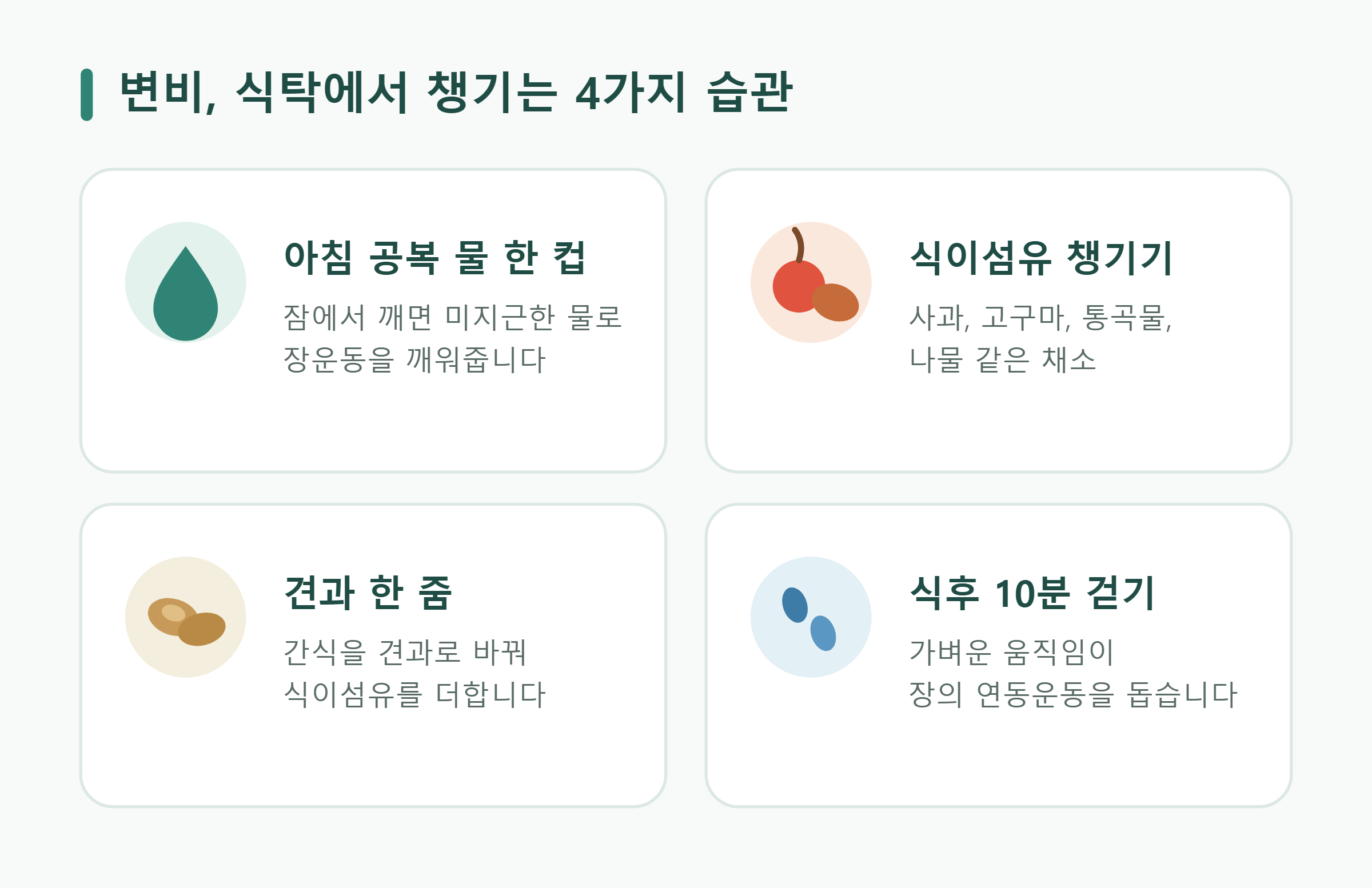 변비, 식탁에서 챙기는 4가지 습관 변비, 식탁에서 챙기는 4가지 습관