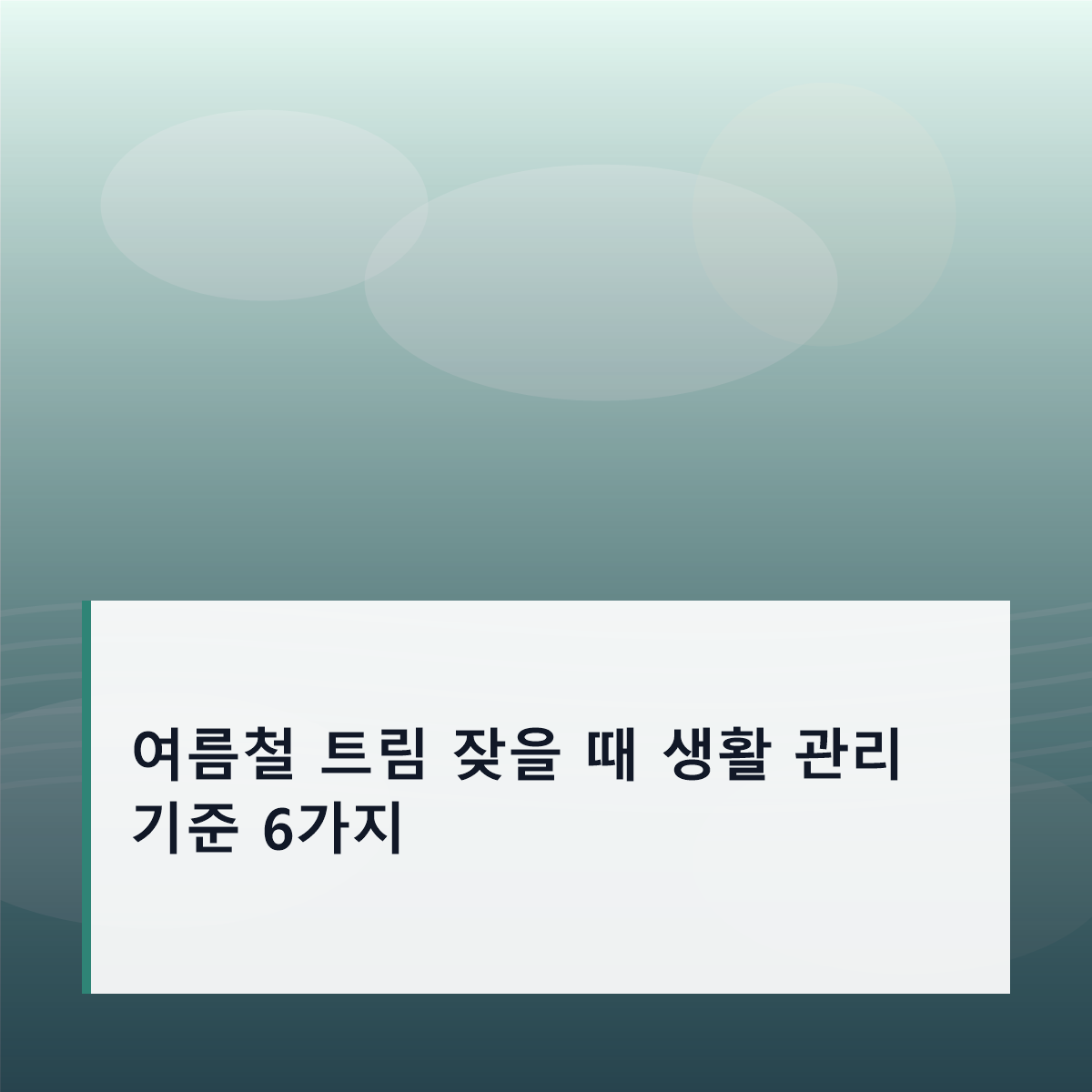 여름철 트림 잦을 때 생활 관리 기준 6가지