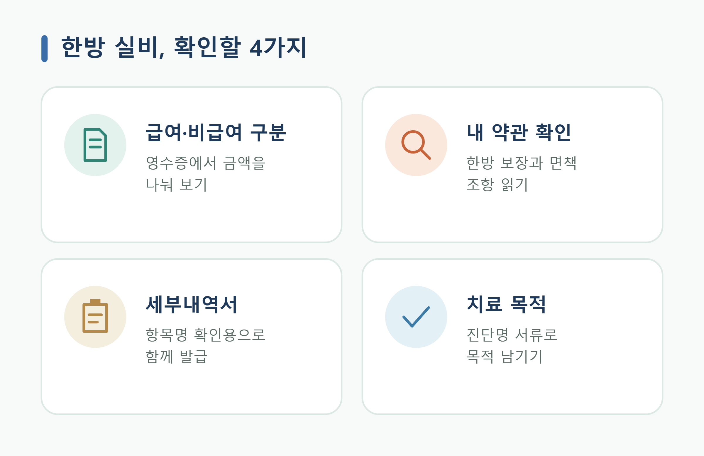 한방 실비, 확인할 4가지