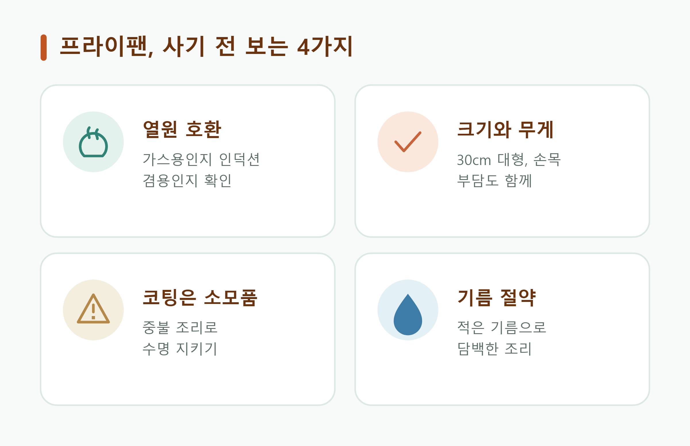 프라이팬, 사기 전 보는 4가지 프라이팬, 사기 전 보는 4가지