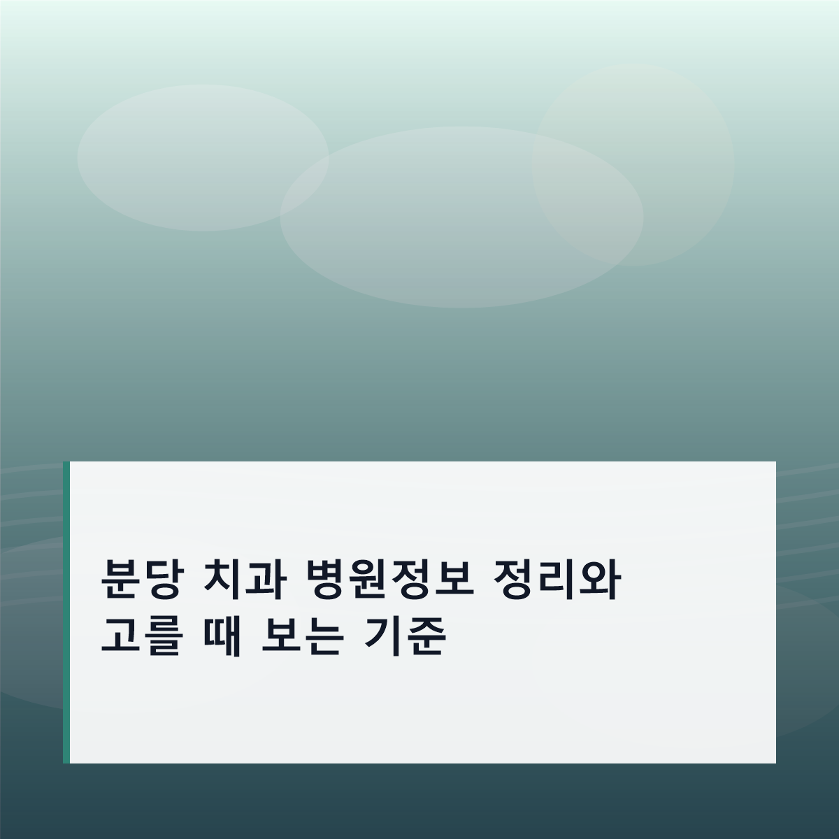 분당 치과 병원정보 정리와 고를 때 보는 기준
